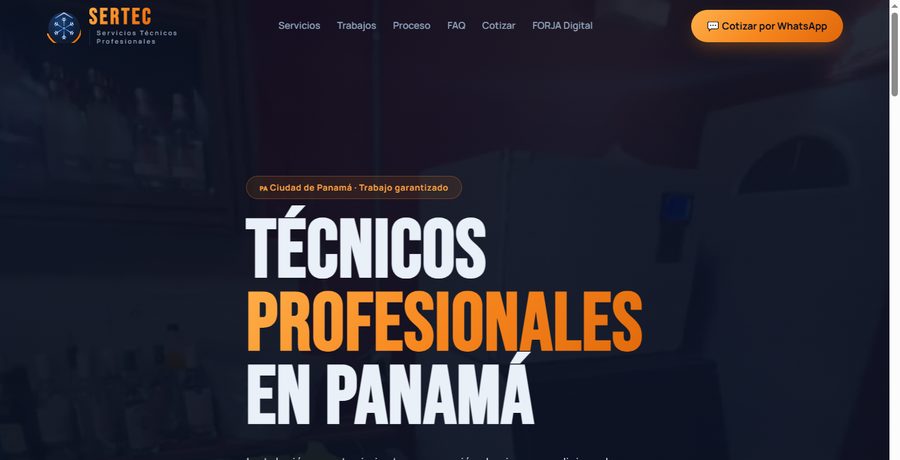 Landing page de SERTEC Técnica